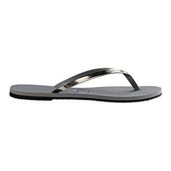 Havaianas Slim Flip Flops - Unisex Metallic Steel Grey Shoe Deals Outlet