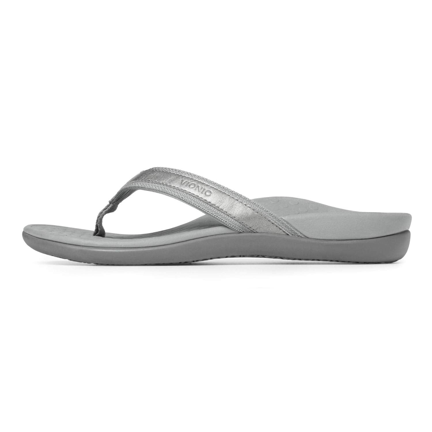 VIONIC Tide II Toe Post Sandal - Women's Pewter Metallic Shoe Deals Outlet