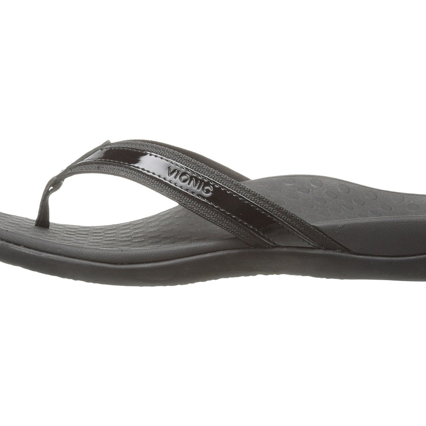 VIONIC Tide II Toe Post Sandal - Women's Black Patent Shoe Deals Outlet