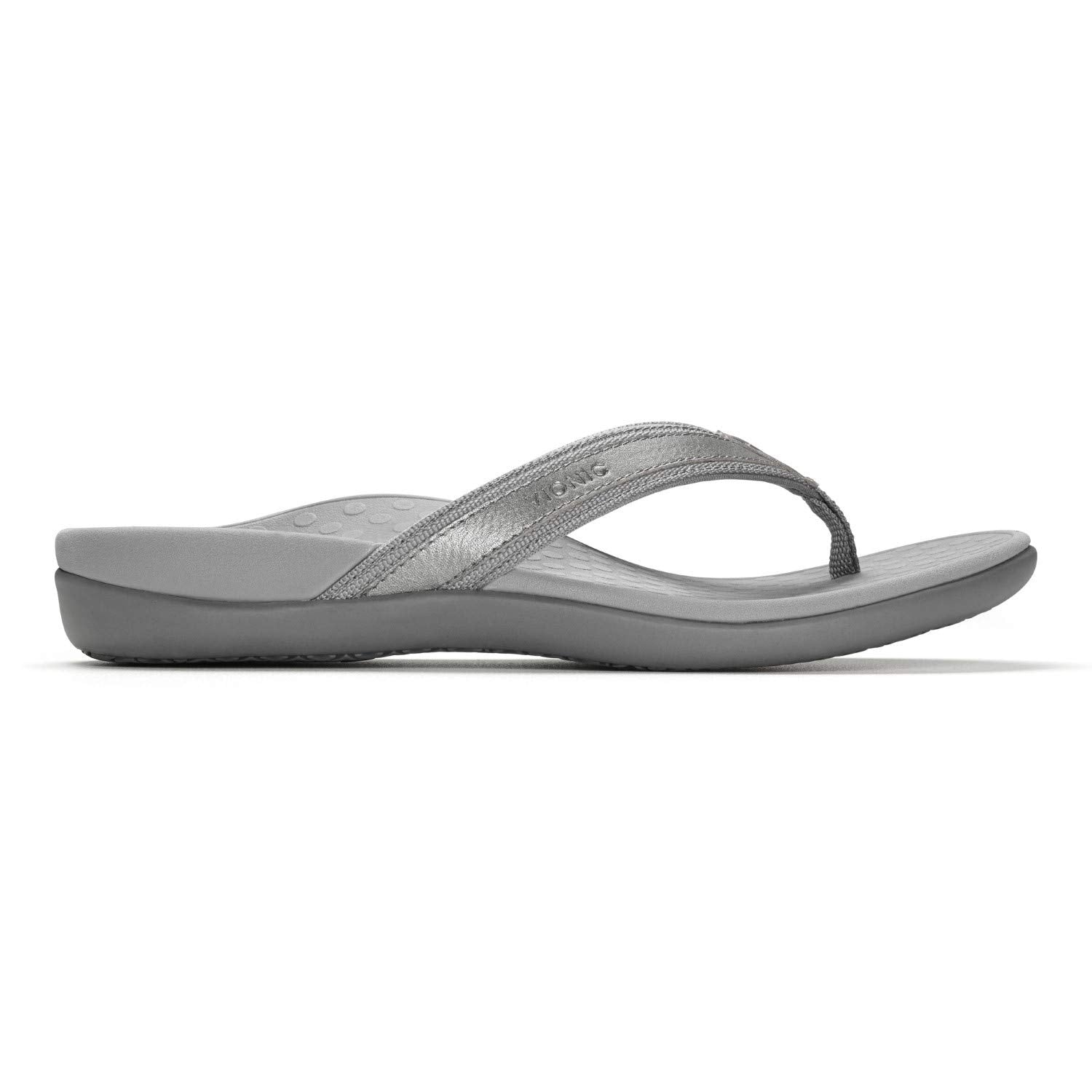 VIONIC Tide II Toe Post Sandal - Women's Pewter Metallic Shoe Deals Outlet