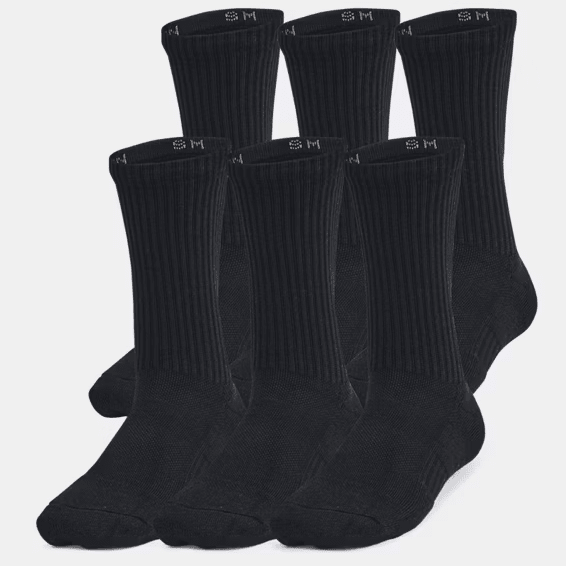 Under Armour UA Training Cotton Socks Black / White 8.5 - 9.5 883096898375 Shoe Deals Outlet