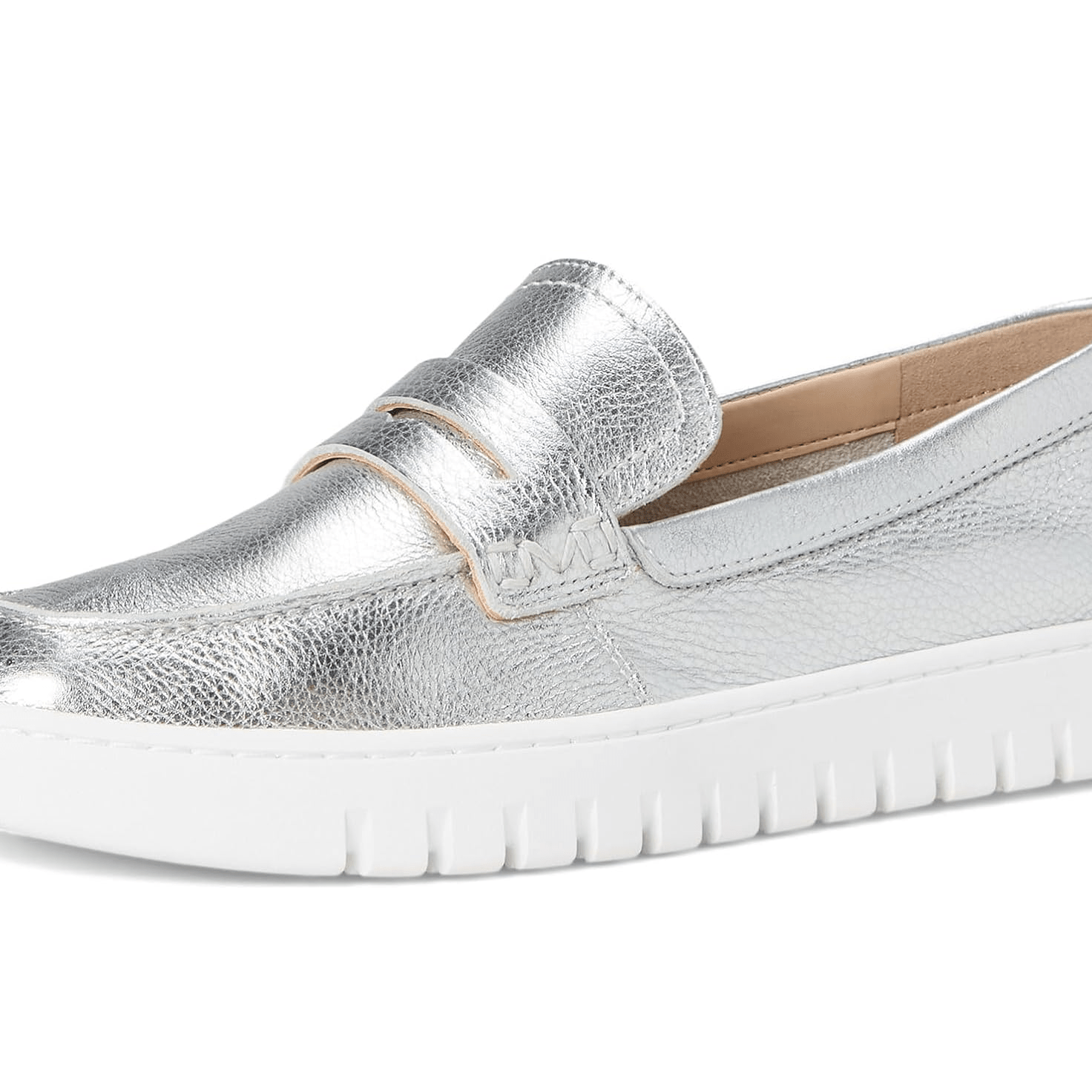 VIONIC Uptown Loafer Silver Metallic Leather 9.5 M 192329993627 Shoe Deals Outlet