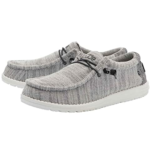 Hey Dude Wally Stretch - Men's Gray and White Shoe Deals Outlet