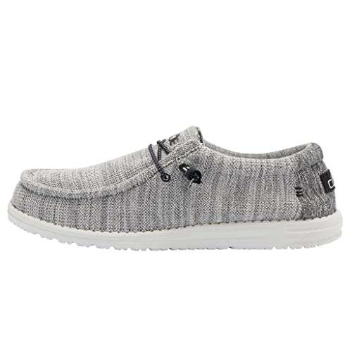 Hey Dude Wally Stretch - Men's Gray and White Shoe Deals Outlet