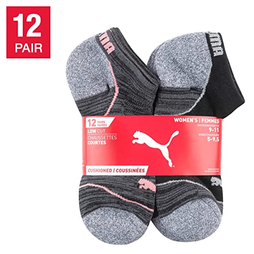 PUMA 12 Pairs Low Cut Socks - Women's Black/Grey Shoe Deals Outlet