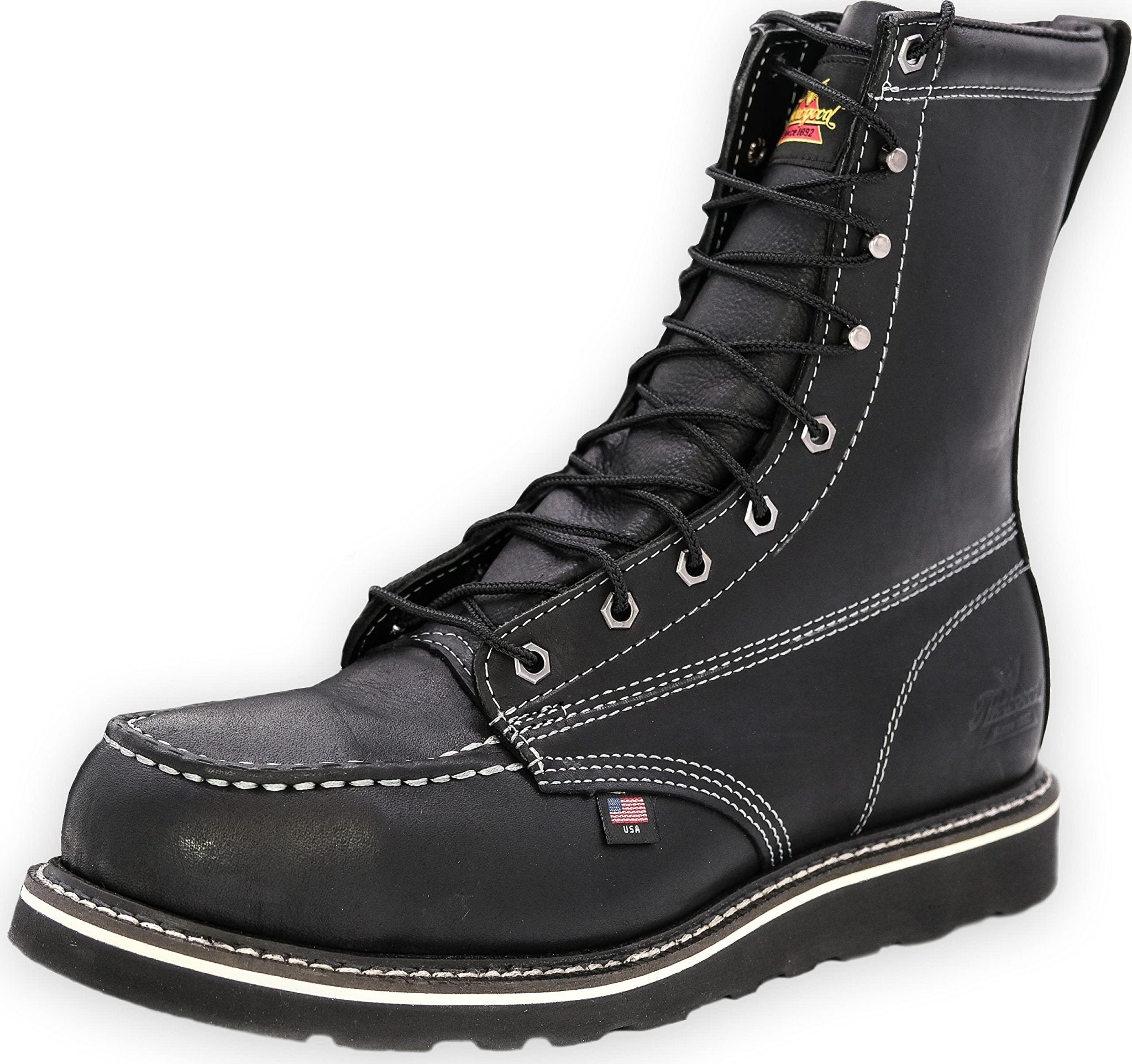 Thorogood American Heritage Midnight Seres Safety Moc Toe 8 inch - Men's Black (Midnight Series) Shoe Deals Outlet