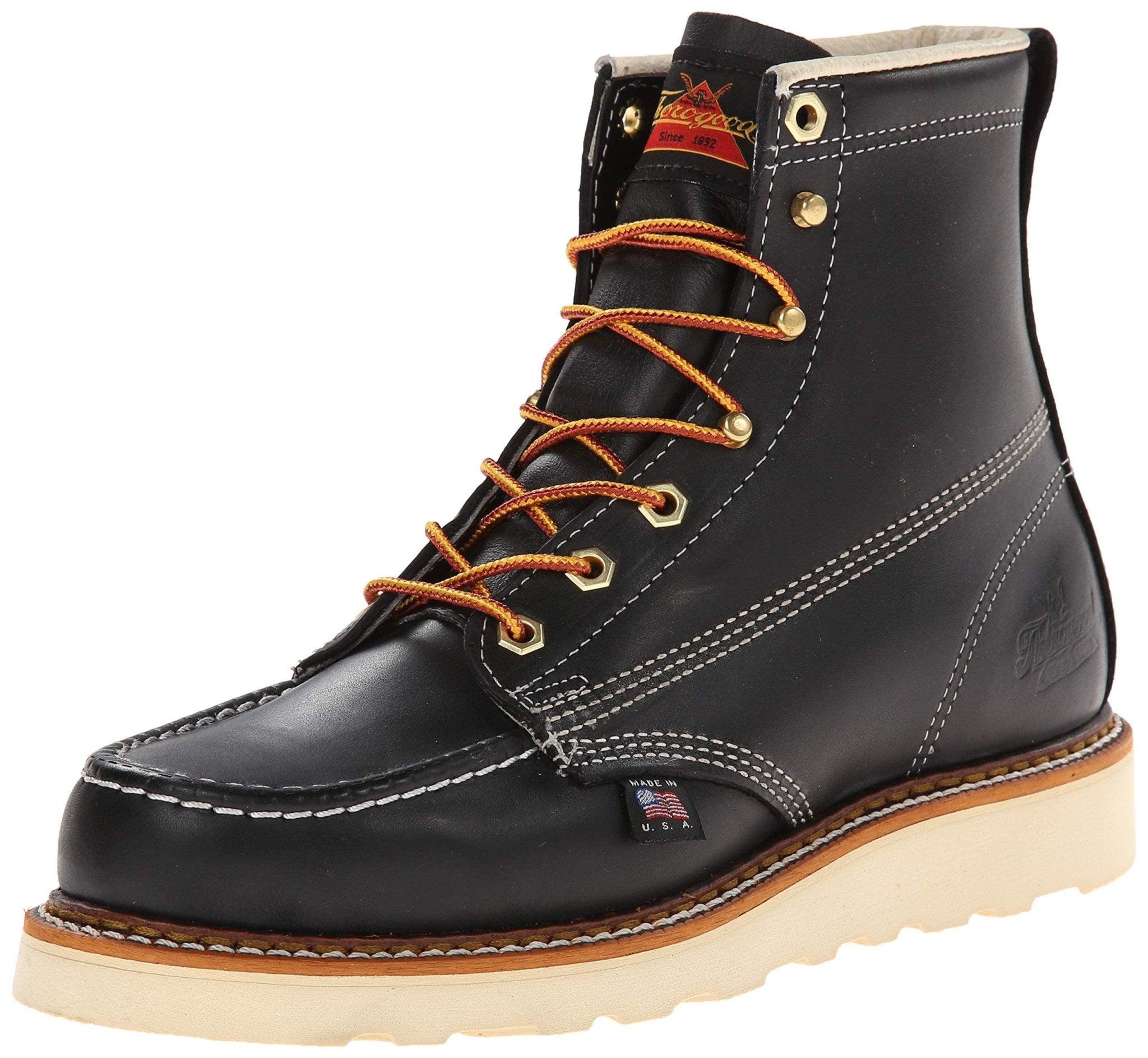 Thorogood American Heritage Moc Toe Maxwear Wedge 6 inch - Men's Black Shoe Deals Outlet