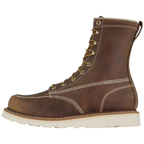 Thorogood American Heritage Moc Toe Maxwear Wedge Trail 8 inch - Men's Trail Crazhyhorse - Cream Shoe Deals Outlet