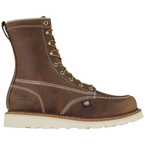 Thorogood American Heritage Moc Toe Maxwear Wedge Trail 8 inch - Men's Trail Crazhyhorse - Cream Shoe Deals Outlet