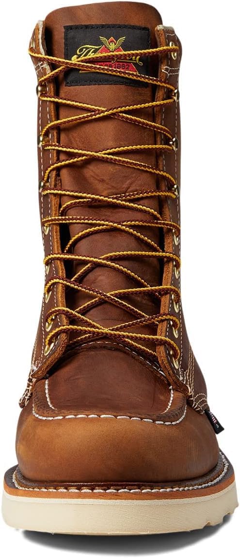 Thorogood American Heritage Moc Toe Maxwear Wedge Trail 8 inch - Men's Trail Crazhyhorse - Cream Shoe Deals Outlet