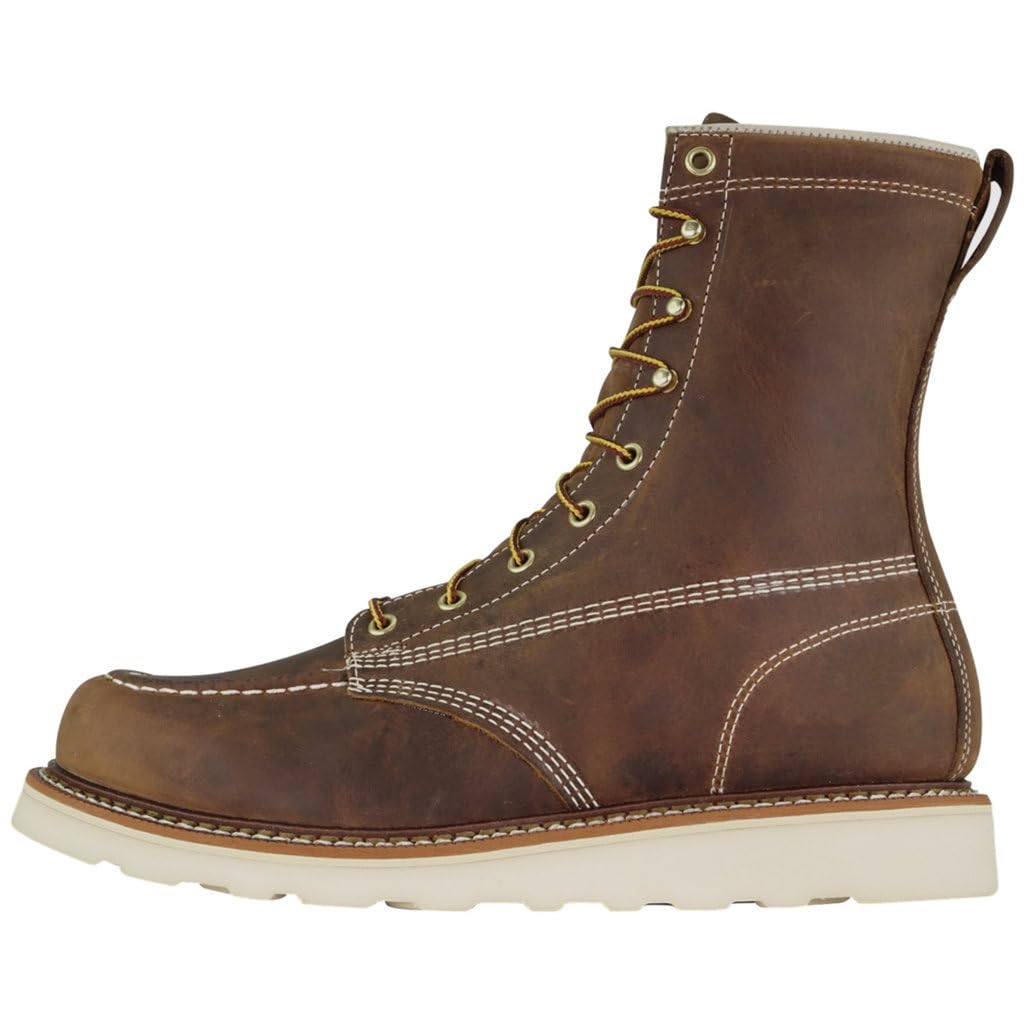 Thorogood American Heritage Moc Toe Maxwear Wedge Trail 8 inch - Men's Trail Crazhyhorse - Cream Shoe Deals Outlet
