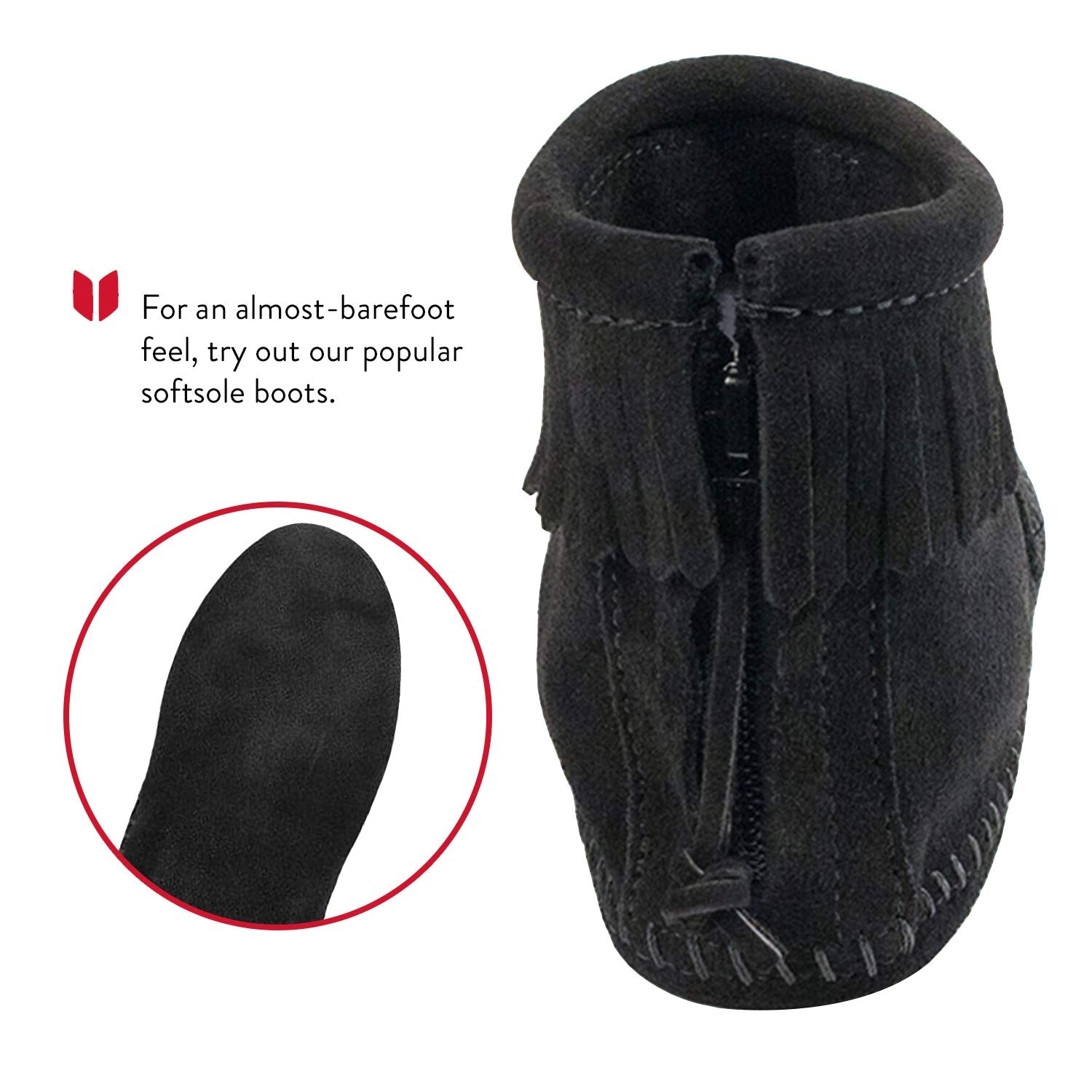 Minnetonka Back Zip Softsole Boot - Women's Softsole Black Shoe Deals Outlet