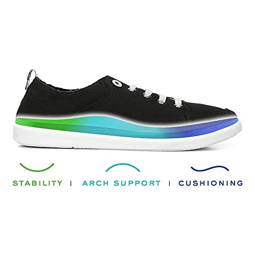 VIONIC Beach Pismo Lace - Up Sneaker - Women's Black Canvas Shoe Deals Outlet