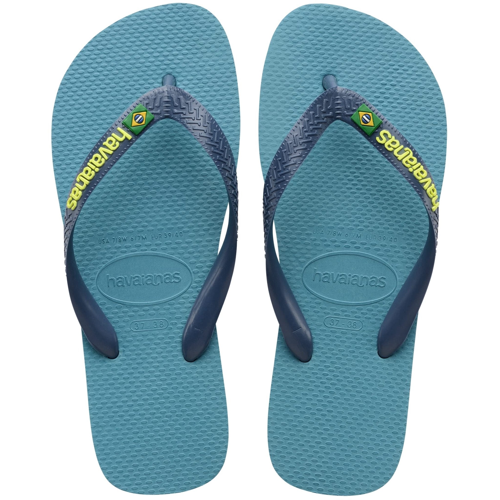 Havaianas Brazil Logo Flip Flops - Unisex Nautical Blue Shoe Deals Outlet