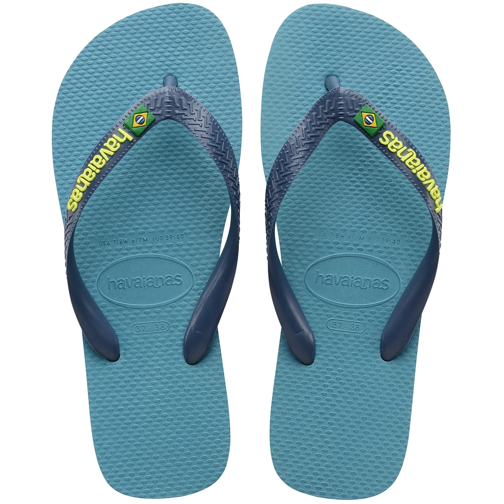 Havaianas Brazil Logo Flip Flops - Unisex Nautical Blue Shoe Deals Outlet