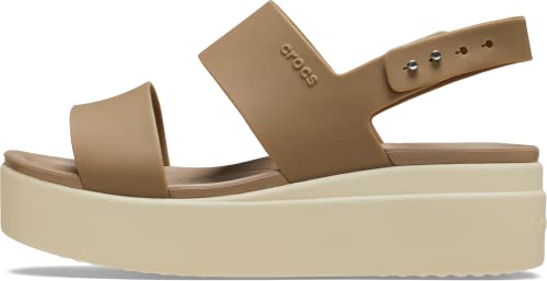 Crocs Brooklyn Low Wedge - Women's Khaki/Bone Shoe Deals Outlet
