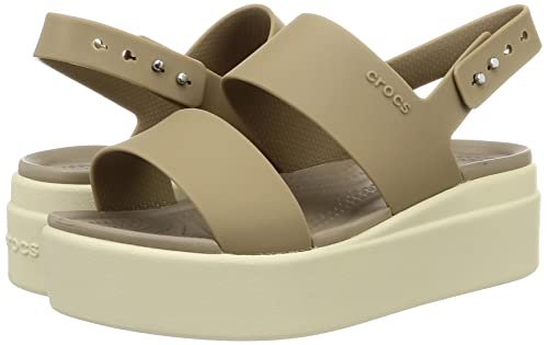 Crocs Brooklyn Low Wedge - Women's Khaki/Bone Shoe Deals Outlet