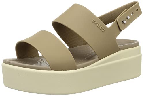 Crocs Brooklyn Low Wedge - Women's Khaki/Bone Shoe Deals Outlet