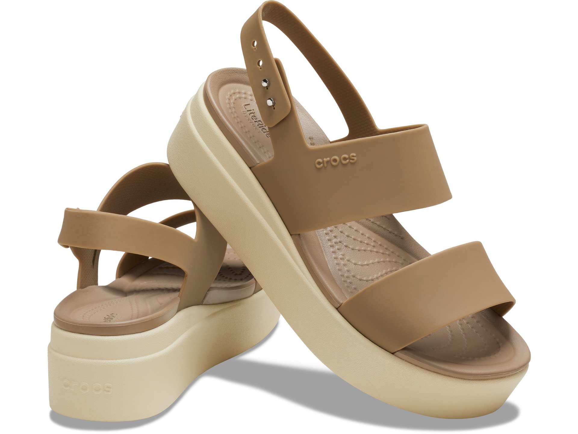 Crocs Brooklyn Low Wedge - Women's Khaki/Bone Shoe Deals Outlet
