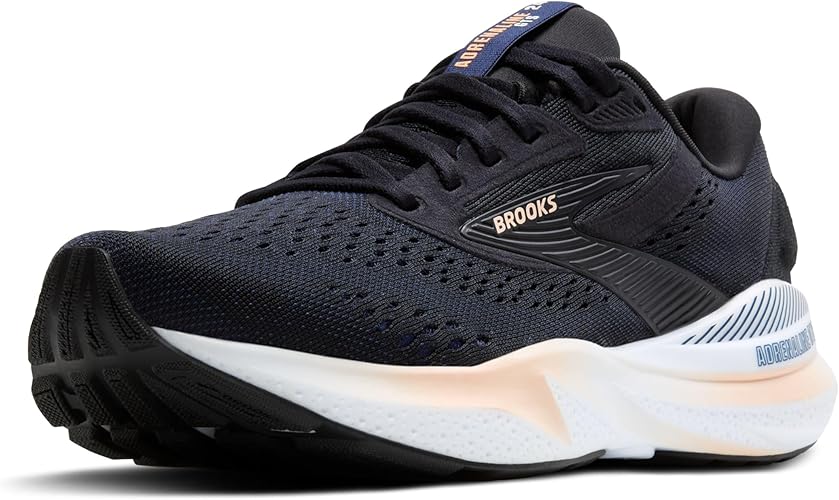 Brooks Adrenaline GTS 24 Navy Peony / Black / Acid Lime 8 D 195394663273 Shoe Deals Outlet