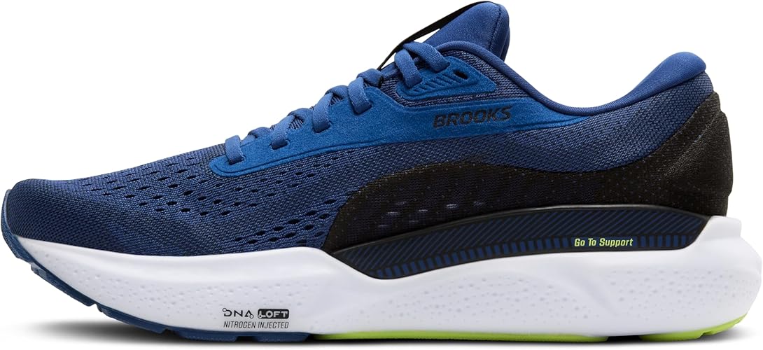 Brooks Adrenaline GTS 24 Navy Peony / Black / Acid Lime 8 D 195394663273 Shoe Deals Outlet