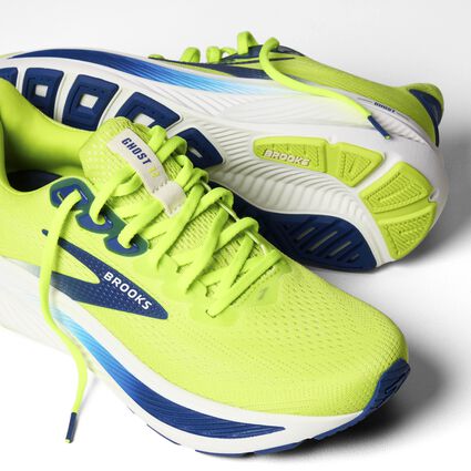 Brooks Ghost 17 Acid Lime / Navy / White 9 D 195394675054 Shoe Deals Outlet