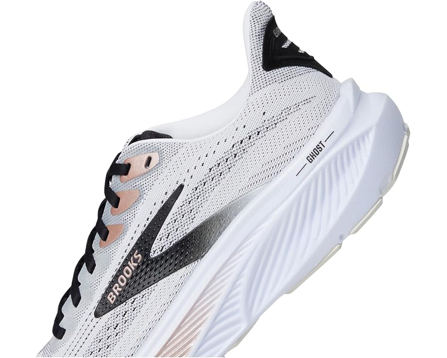 Brooks Ghost 17 White / Black / Rose Gold 10.5 B 195394673760 Shoe Deals Outlet
