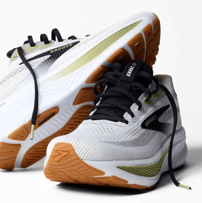 Brooks Ghost 17 White / Black / Tea 10 D 195394674477 Shoe Deals Outlet