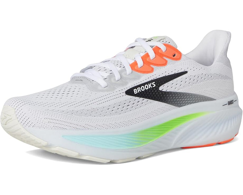 Brooks Ghost 17 White / Pink Clay / Gecko 9 D 195394626230 Shoe Deals Outlet