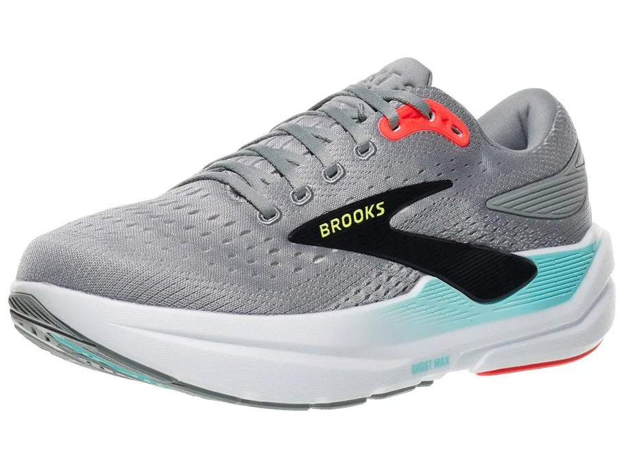 Brooks Ghost Max 3 Primer Grey / Antarctica / Red 8.5 D 195394691917 Shoe Deals Outlet