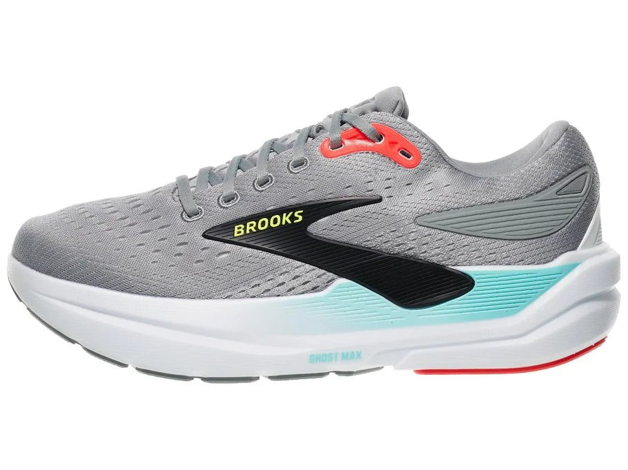 Brooks Ghost Max 3 Primer Grey / Antarctica / Red 8.5 D 195394691917 Shoe Deals Outlet