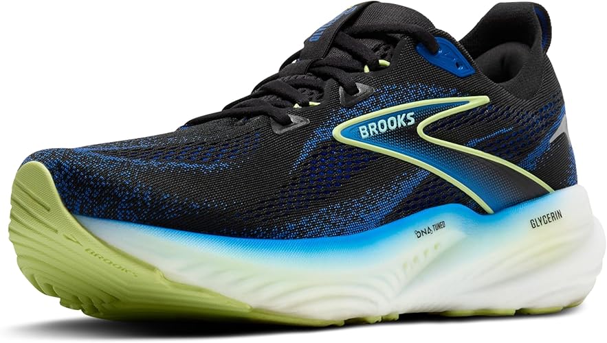 Brooks Glycerin 22 Black / Cobalt / Neo Yellow 11.5 W (2E) 195394600902 Shoe Deals Outlet