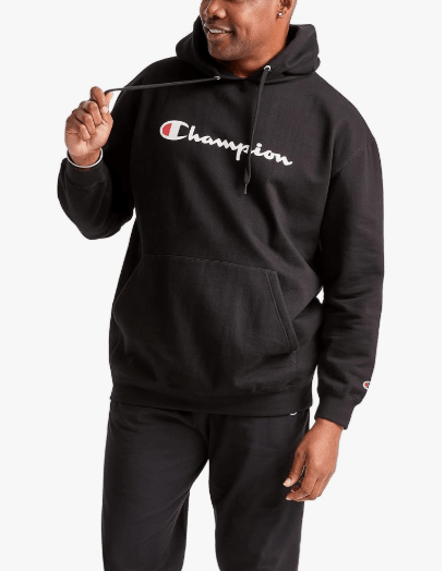 Champion Powerblend Fleece Pullover Hoodie Black - Classic Script Logo XXL 738994450791 Shoe Deals Outlet
