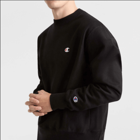Champion Reverse Weave Crewneck Sweater Black - C Logo Small 090563357420 Shoe Deals Outlet