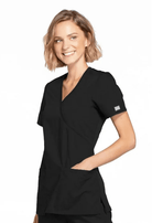 Cherokee Scrubs Mock Wrap Top Black 3XL 716605332155 Shoe Deals Outlet