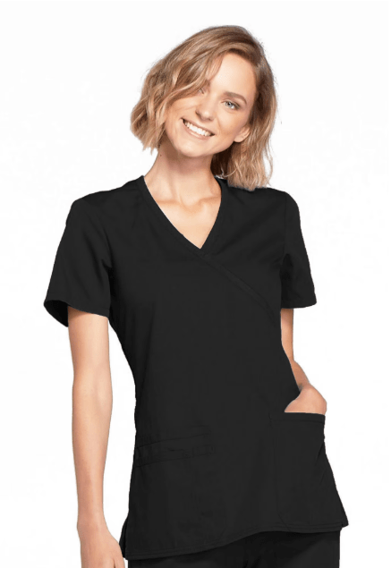 Cherokee Scrubs Mock Wrap Top Black 3XL 716605332155 Shoe Deals Outlet