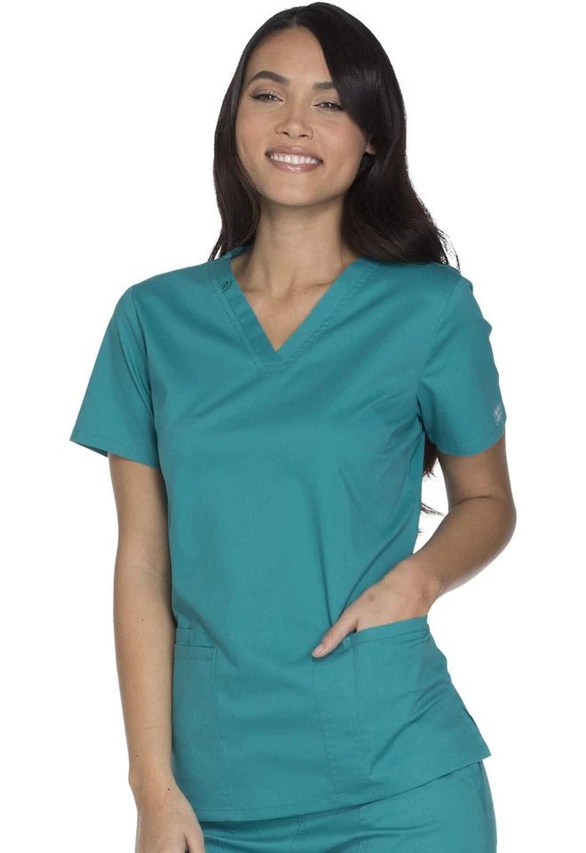 Cherokee V - Neck Top Teal Blue Small 716605407587 Shoe Deals Outlet