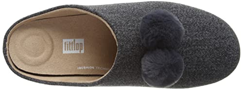 FitFlop Chrissie Pom Pom Slippers - Women's Pewter Grey Shoe Deals Outlet