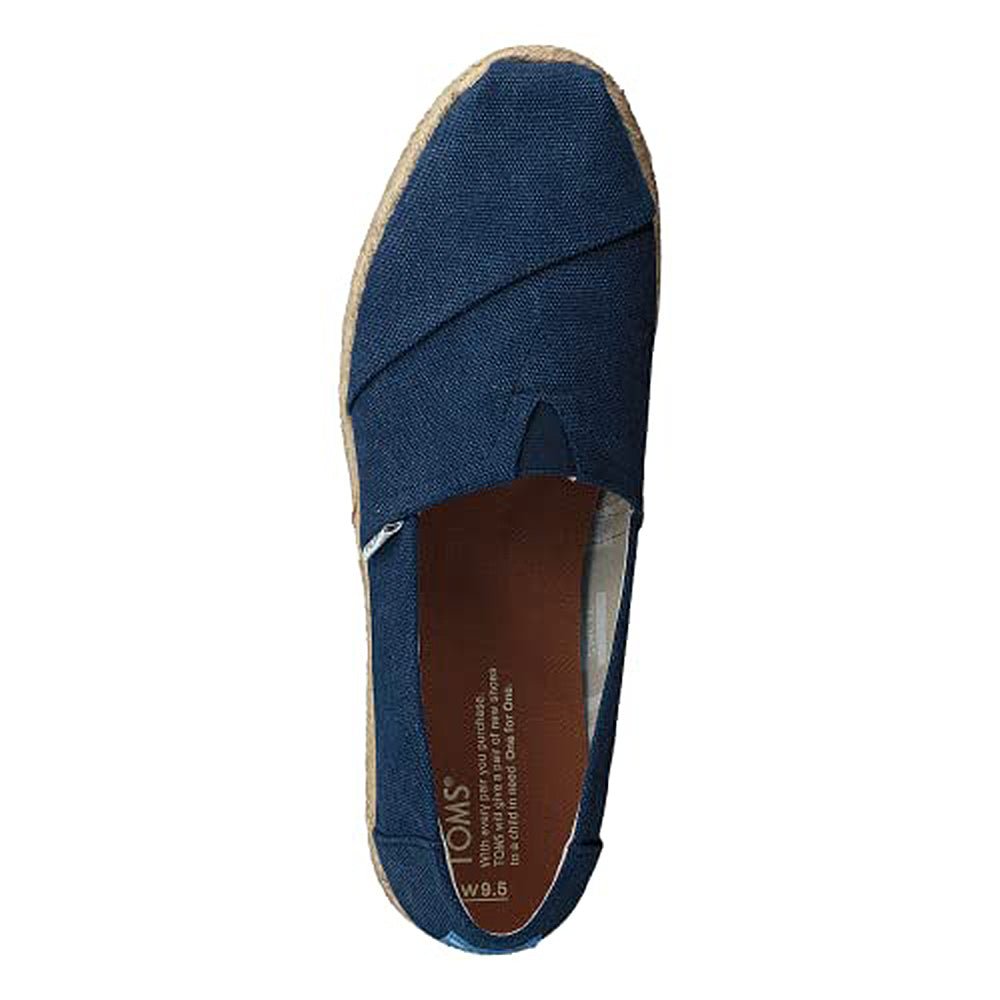 TOMS Classic Canvas - Women's Navy Washed Canvas Rope Sole Shoe Deals Outlet