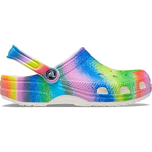 Crocs Classic Clog - Unisex White/Multi Spray Dye Shoe Deals Outlet