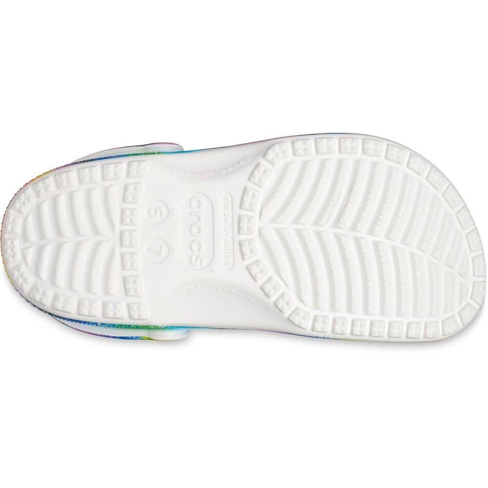 Crocs Classic Clog - Unisex White/Multi Spray Dye Shoe Deals Outlet