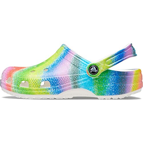Crocs Classic Clog - Unisex White/Multi Spray Dye Shoe Deals Outlet