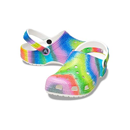 Crocs Classic Clog - Unisex White/Multi Spray Dye Shoe Deals Outlet
