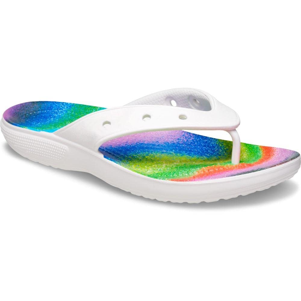 Crocs Classic Flip Flops - Unisex White/Multi Shoe Deals Outlet