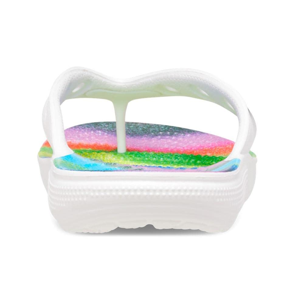 Crocs Classic Flip Flops - Unisex White/Multi Shoe Deals Outlet