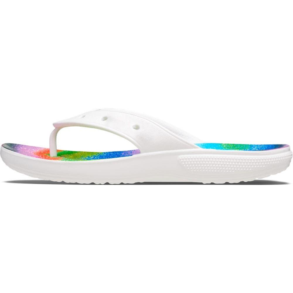 Crocs Classic Flip Flops - Unisex White/Multi Shoe Deals Outlet