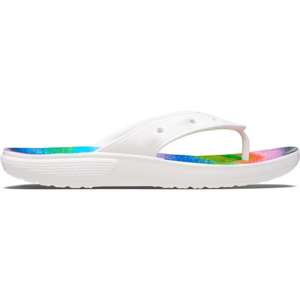 Crocs Classic Flip Flops - Unisex White/Multi Shoe Deals Outlet