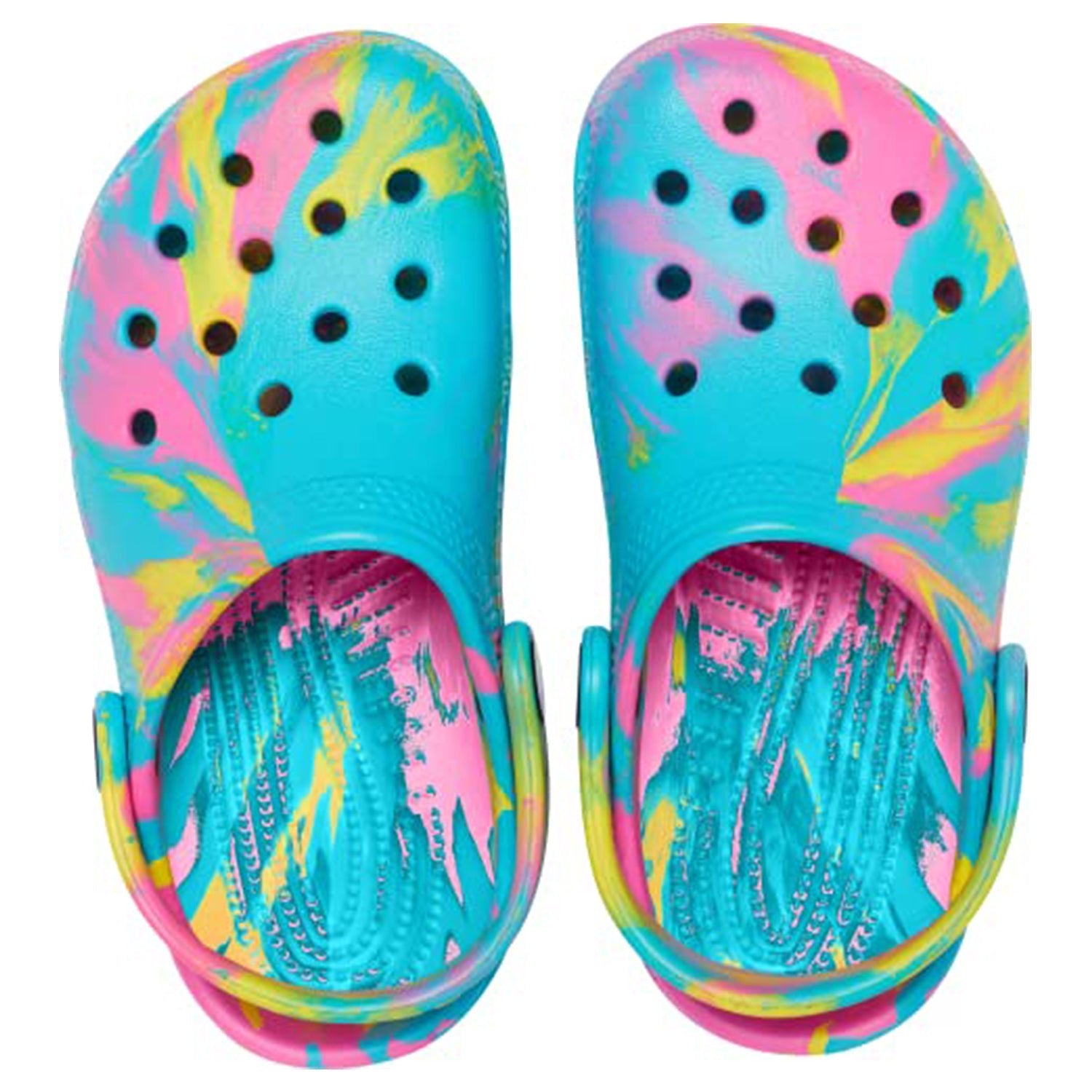 Crocs Classic Marbled Clog - Kids Rainbow Tie Dye Shoe Deals Outlet