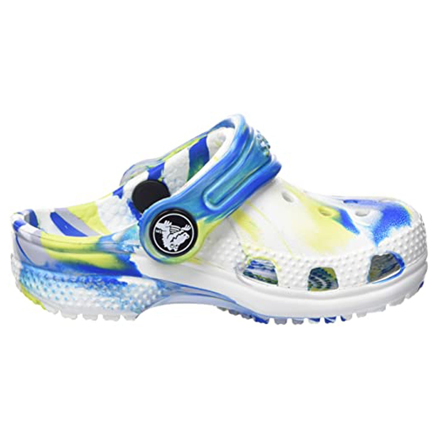 Crocs Classic Marbled Clog - Kids White/Bright Cobalt Shoe Deals Outlet