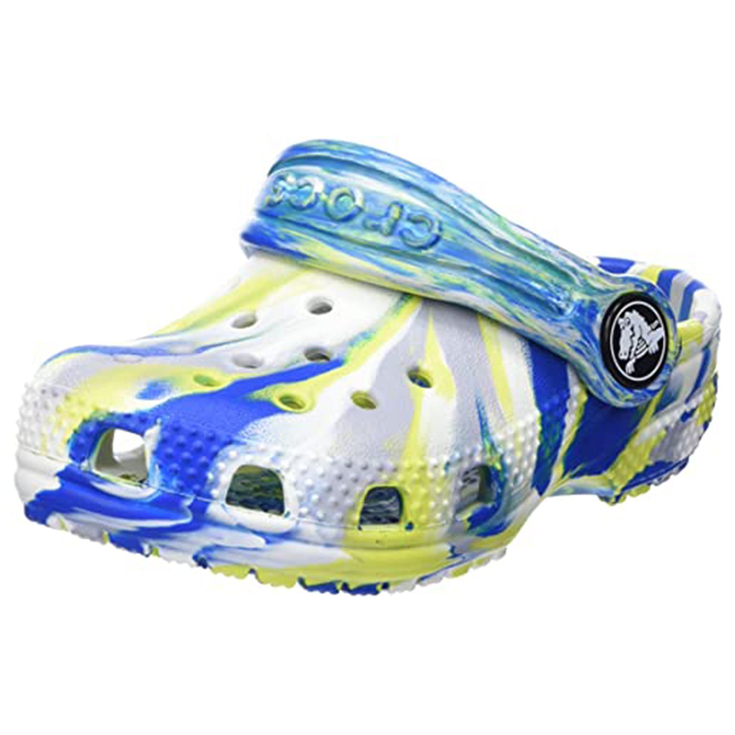 Crocs Classic Marbled Clog - Kids White/Bright Cobalt Shoe Deals Outlet